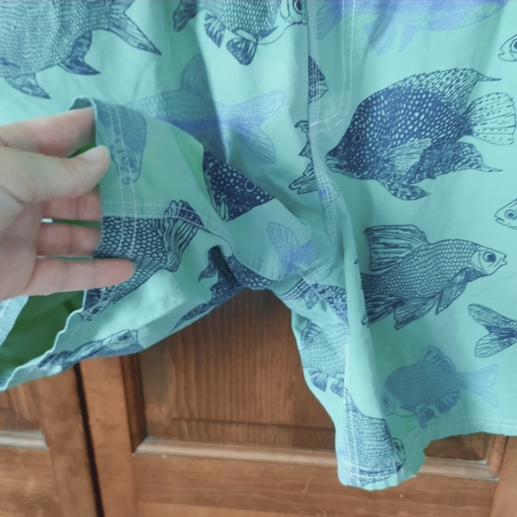 Boden Light Green Fish Print Mesh Liner Swim Trunks Size 36 - Picture 6 of 11